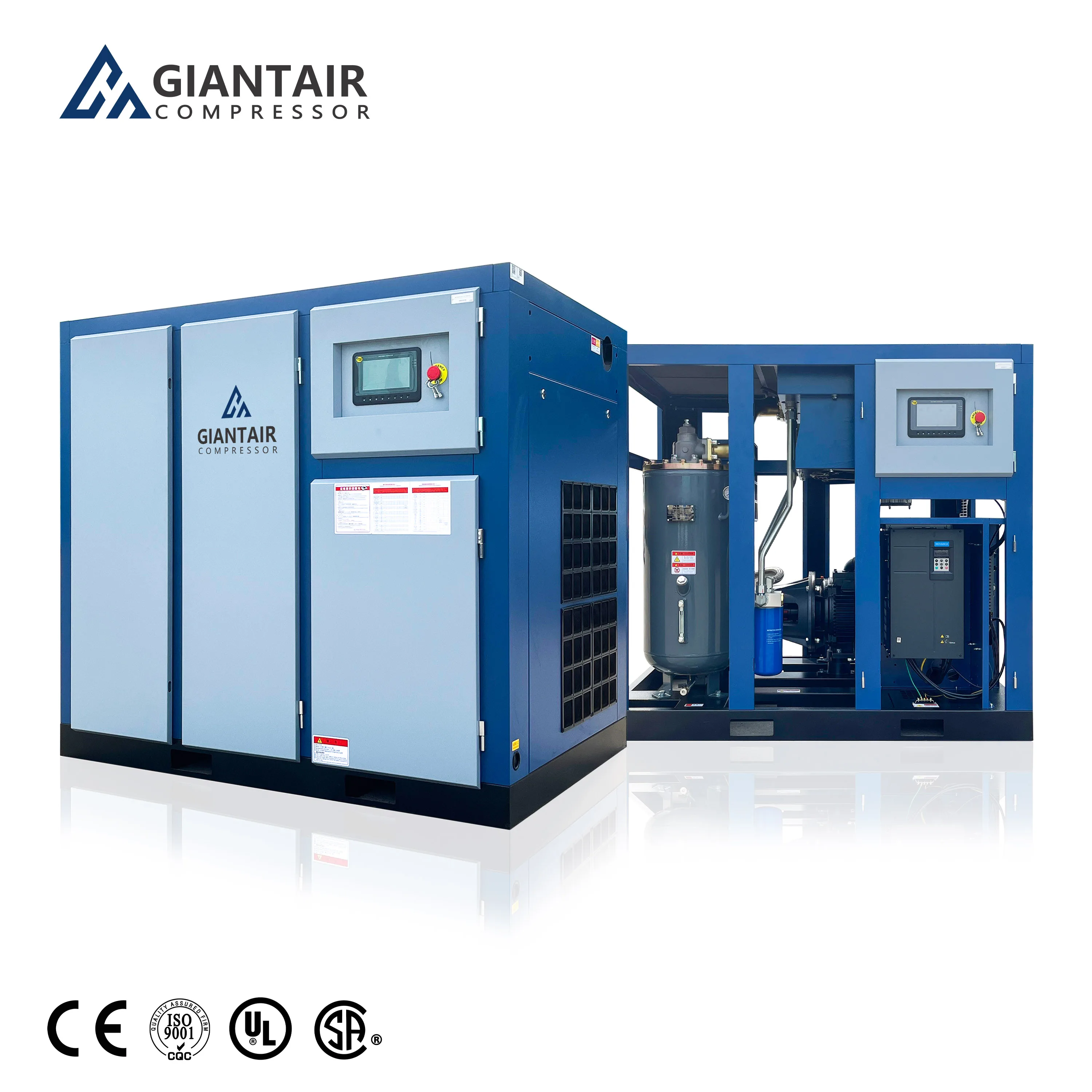 Compresor de Aire Industrial Silencioso de Tornillo Rotativo de 55kw 75, IP55, 220v 380v, 8 bar 10 bar 13 bar, Fabricado en China