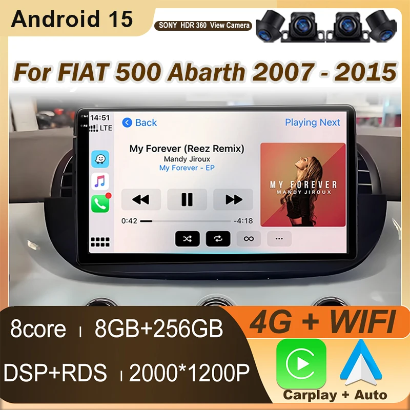 

Car Radio Player Head Unit For FIAT 500 Abarth 2007 - 2015 8 Core Wireless Android Auto Autoradio Mirror Link Car Screen Stereo