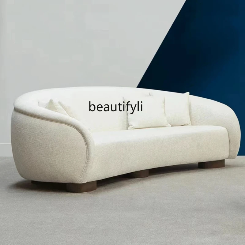 Nordic Minimalism Small Apartment Lambswool Living Room Cream Style Modern Minimalist Beauty Salon Clothing Store Arc Couch