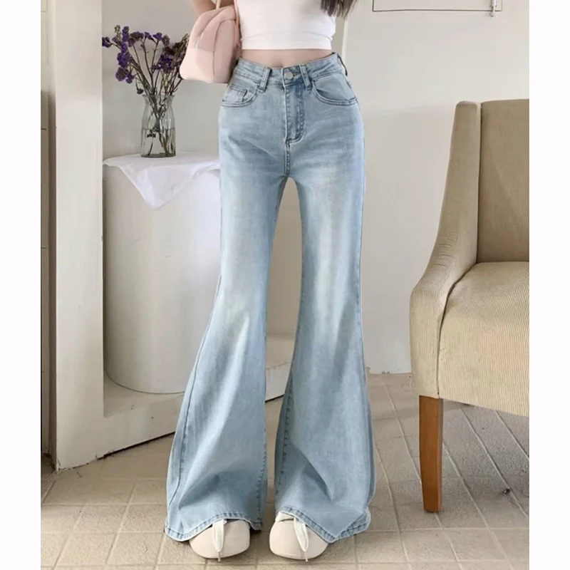 Bestseller Damen Klassische Low-Waist-Jeans Mädchen Bequeme Schlaghosen Frauen Retro Mode Denim-Hosen