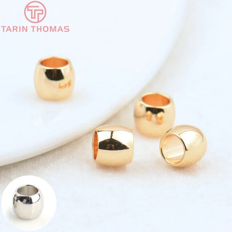 

(3035)20PCS 6x5MM 24K Gold Color Plated Brass Large hole Spacer Beads Bracelet Beads High Quality Diy Jewelry Accessories