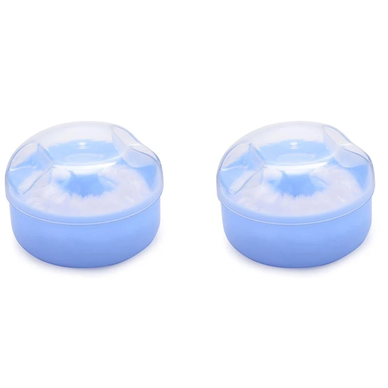 2X Baby Soft Face Body Cosmetic Powder Puff Sponge Box Box contenitore (blu)