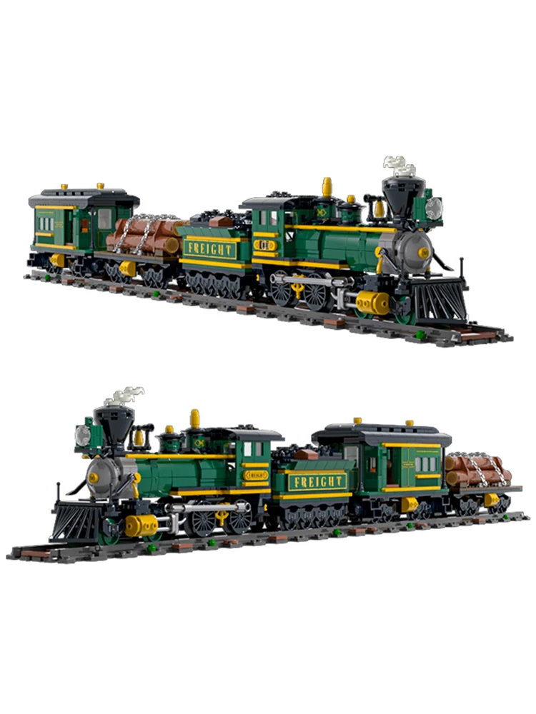 IN STOCK MOC Idea Western Freight Train Building Blocks Assembling Bricks Model DIY Toys for Children Christmas Gift Set