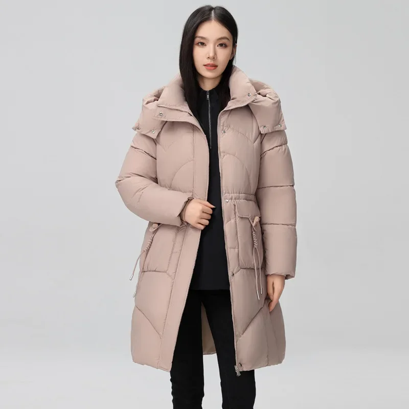 Women\'s Winter Down Cotton Jacket Loose Detachable Hat Waist Slimming Warm Outerwear Fashion Design Ladies Coats Female Parkas