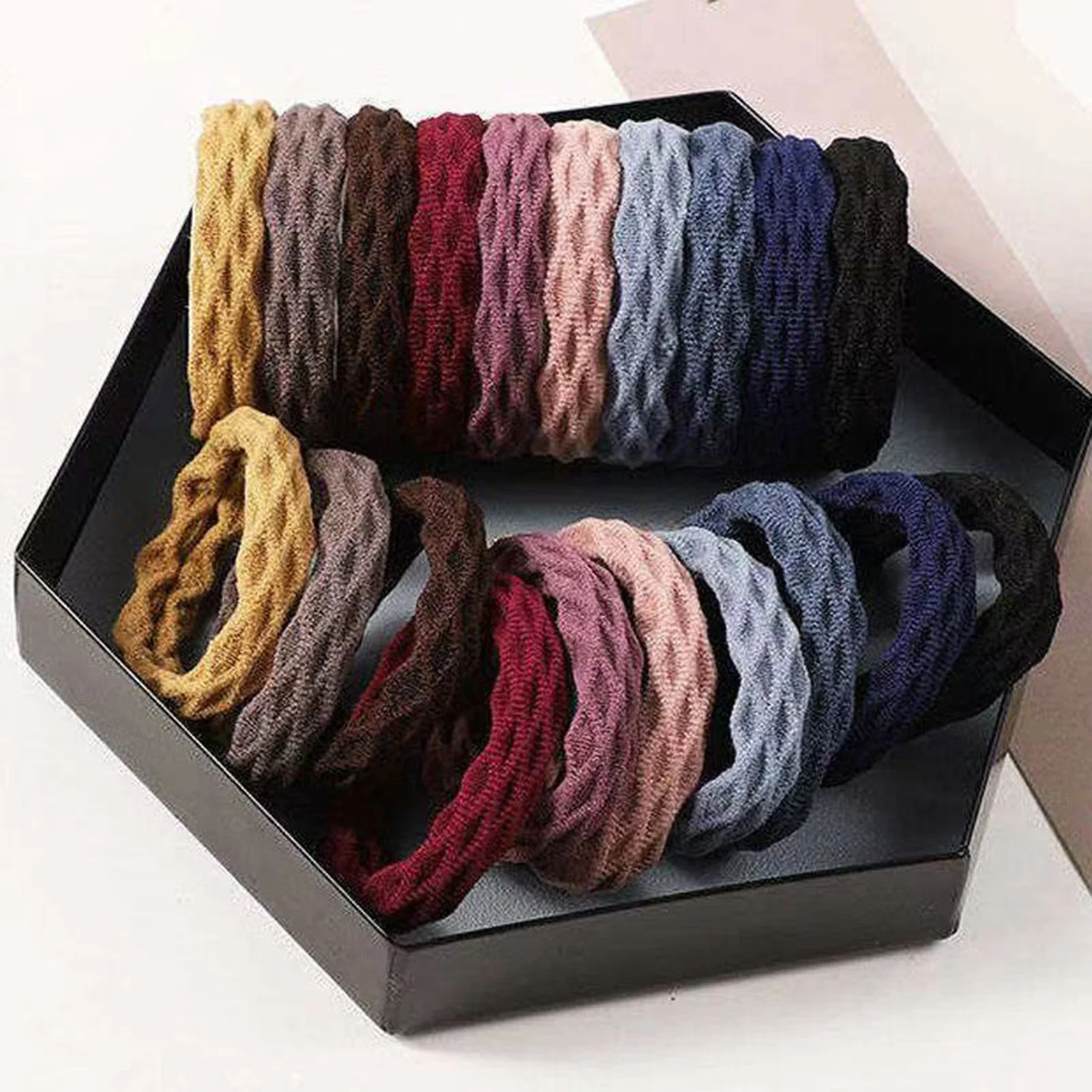 50pcs Ponytail styling hair ties seamless high elastic cloth bands no snag gentle hold for women girls thick hair