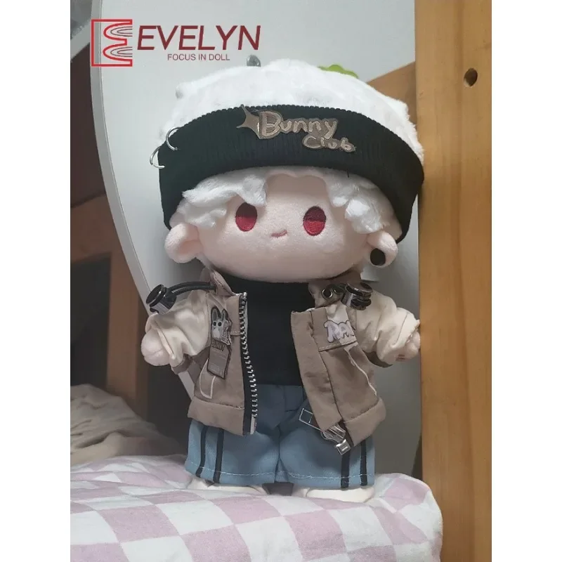 Evelyn (Doll) 20CM Stuffed Doll's Clothes Trend Black T-shirt Hairband Pants Jacket Shoes Replacement Outfit Love and Deepspace