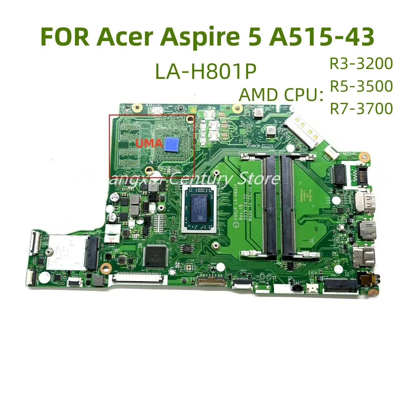 LA-H801P สําหรับ Acer Aspire 5 A515-43 แล็ปท็อปเมนบอร์ด CPU: R5-3500 R7-3700 Integration 100% ทดสอบ OK การจัดส่ง