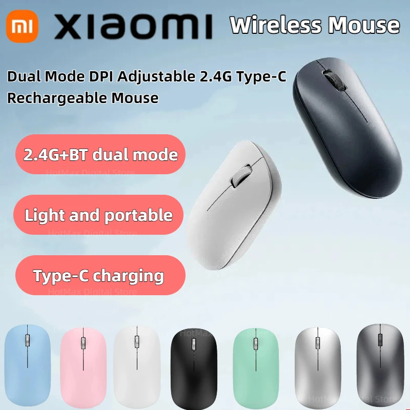 Xiaomi 2.4G ماوس لاسلكي Type-C ماوس بلوتوث قابل لإعادة الشحن 1600 ديسيبل متوحد الخواص انقر صامت لعبة مكتب محمولة بدون ضوضاء الفئران لأجهزة الكمبيوتر المحمول #1