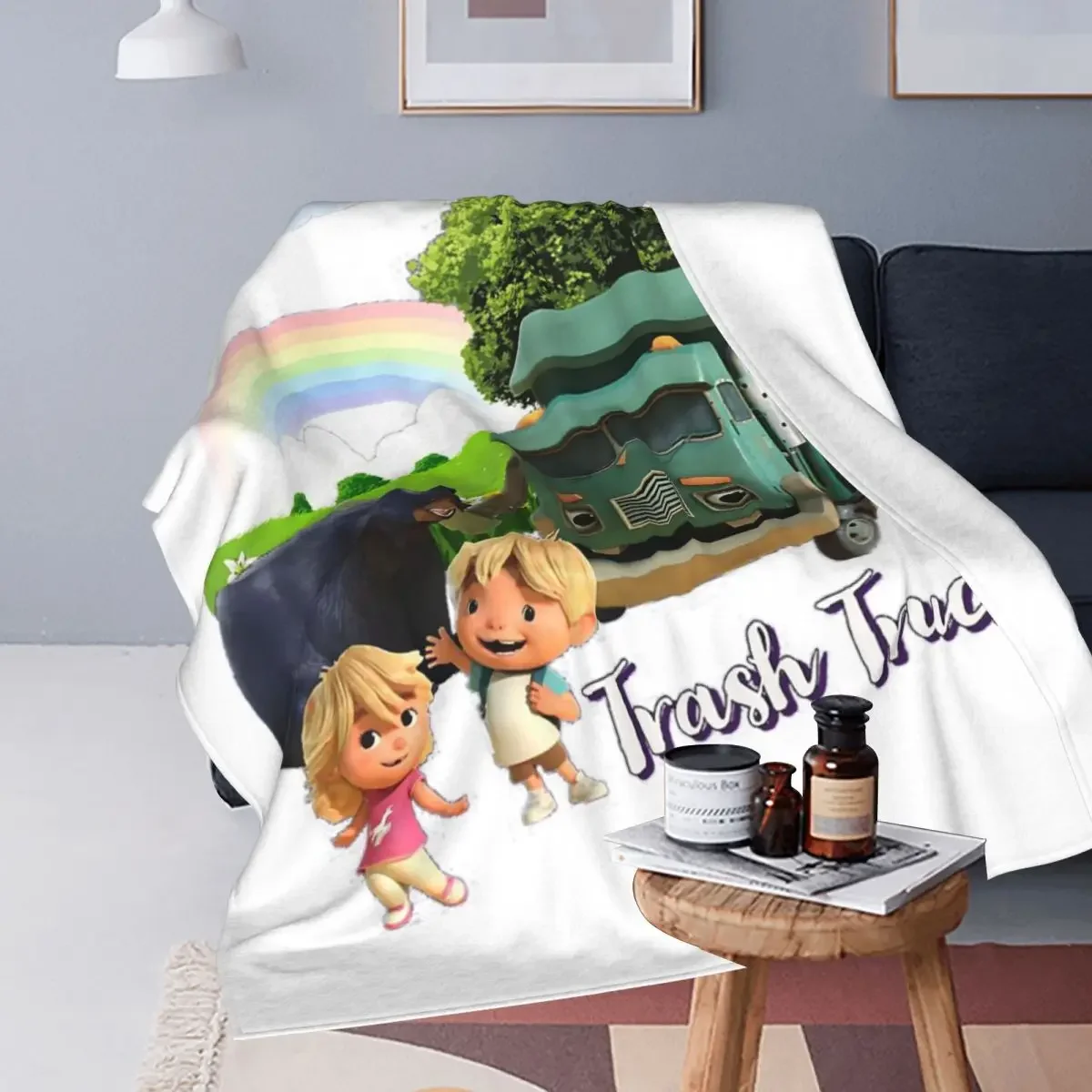 Trash Truck Animation, Trash Truck Netflix Blanket Soft Warm Flannel Throw Blanket Cover for Bed Living room Travel Home Couch