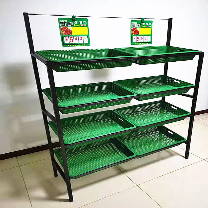 Frutas e legumes Display Rack, gôndola prateleiras, melhor qualidade, personalizado