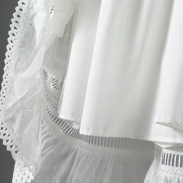 Jupe trapèze mi-longue amincissante, taille haute, dentelle brodée, Design ajouré, mélange de coton, jupe corporelle coréenne