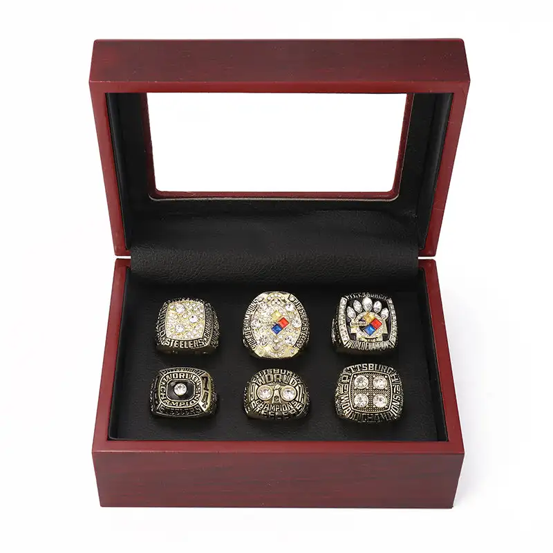 6 pcs/set of American Football Championship ring set Souvenir Gift Friend Ring Gift Fan souvenir ring