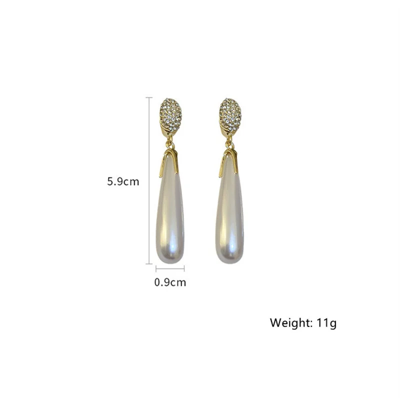 Vintage Simple Drop Earrings Long Water Drop Pearl Earrings for Women Girls Statement Jewelry Gifts