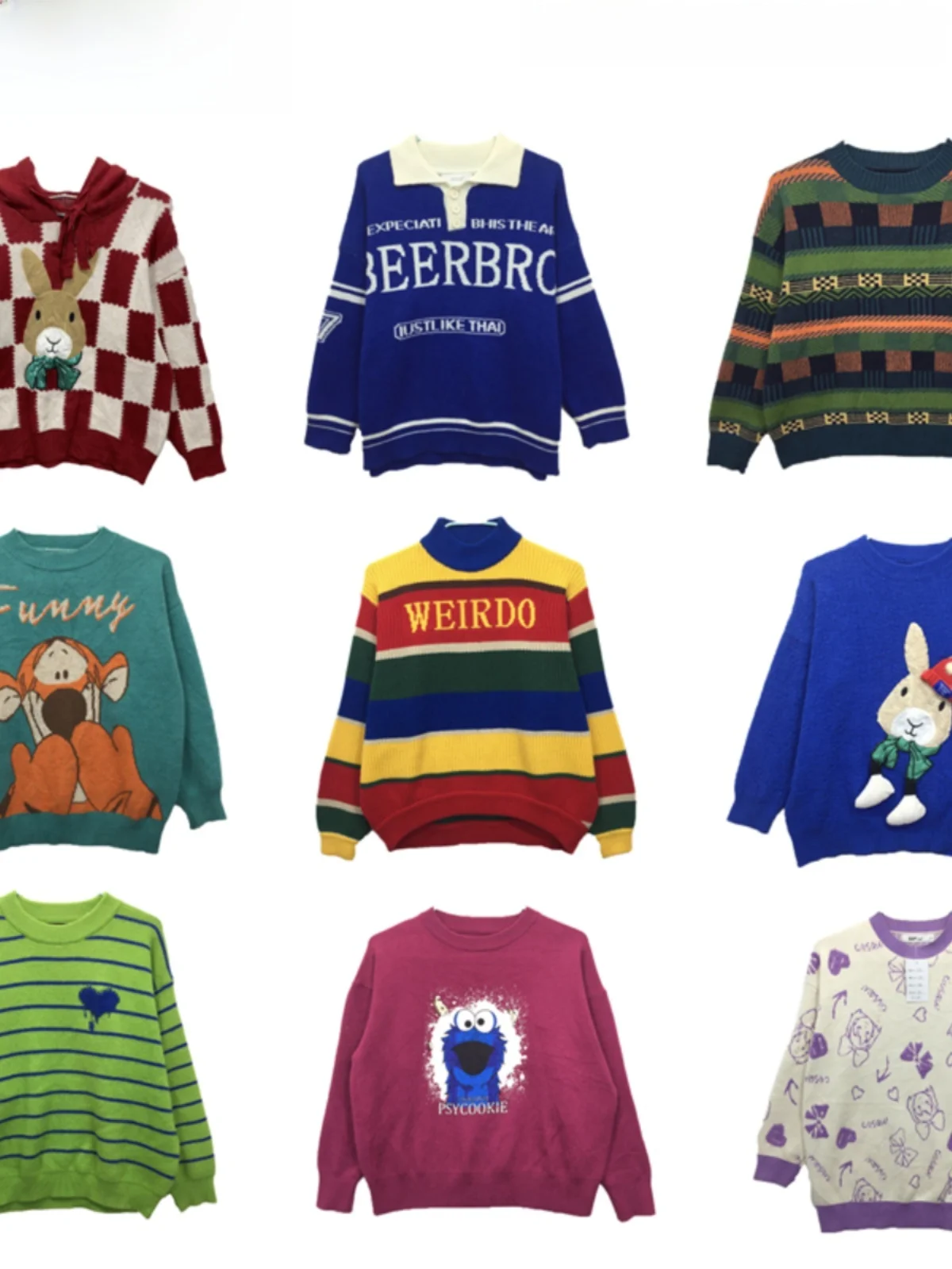 

Винтажный вязаный шерстяной свитер с мультяшной вышивкой, универсальный зимний модный женский свитер в стиле ретро с вышивкой...