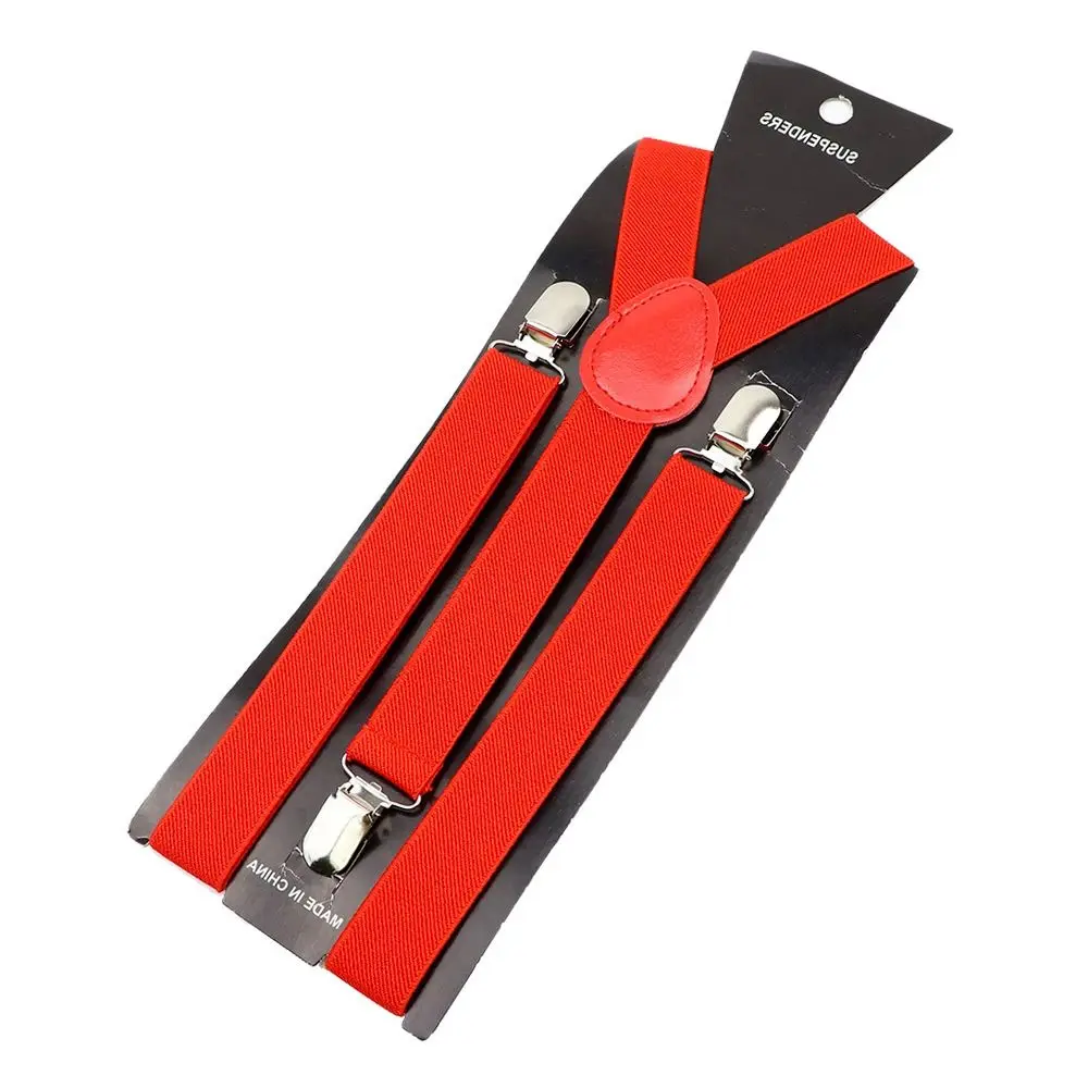 

Gift Leather Solid Color Unisex Suspenders Suspenders Braces Elastic Adjustable Straps