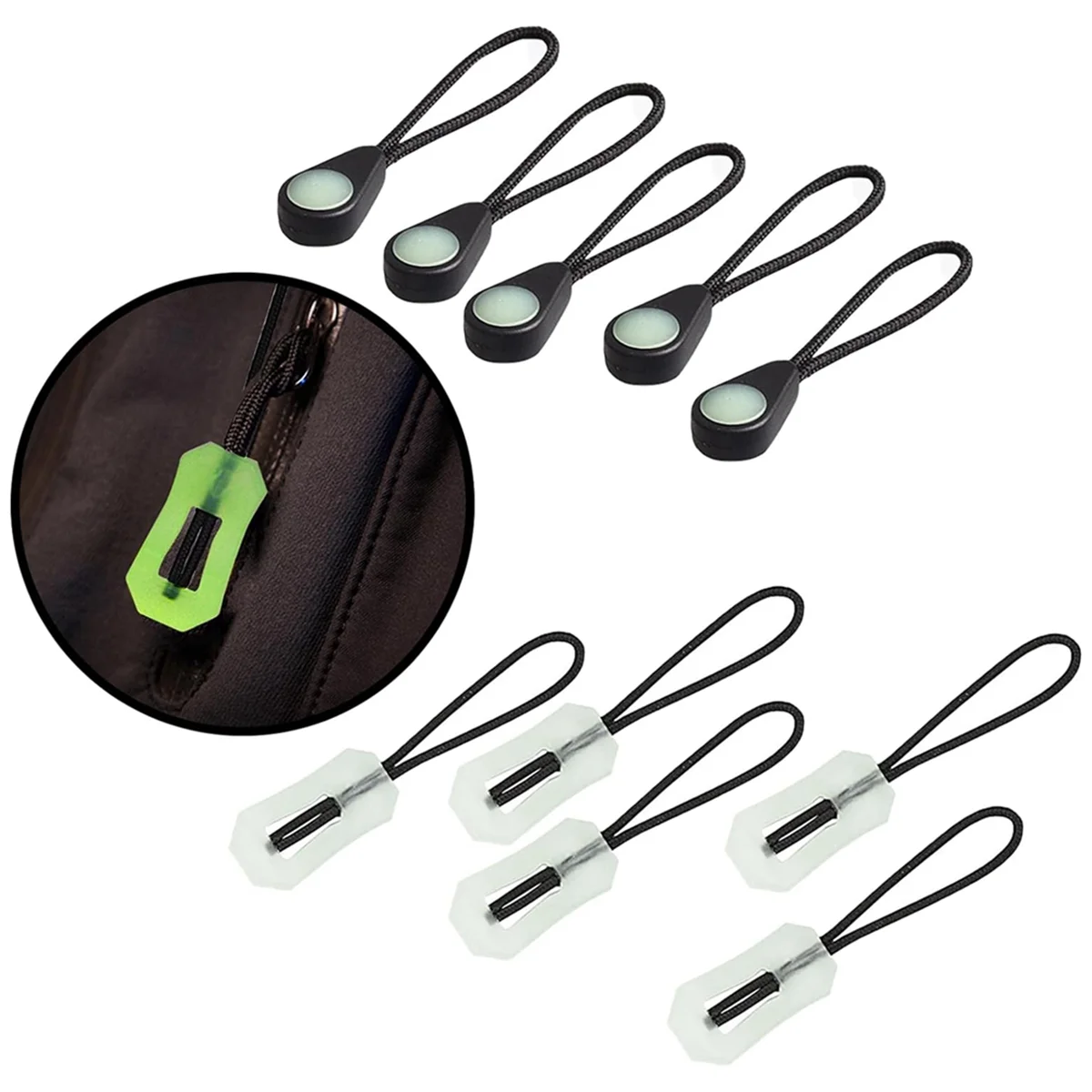 20 Pcs Self Luminous Zipper Pulls, Zipper Puller Head Glow in the Dark Anti Lost for Outdoor Mountaineering Camping