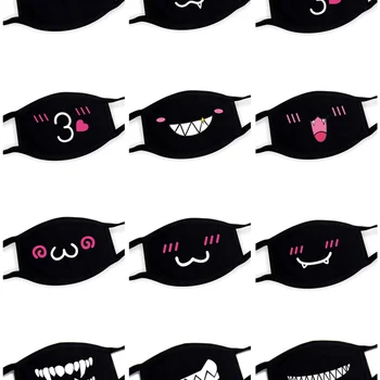 מסיכת פנים למסיבת אנימה יצירתית עם ביטוי מצחיק לפה, שחורה, א...
