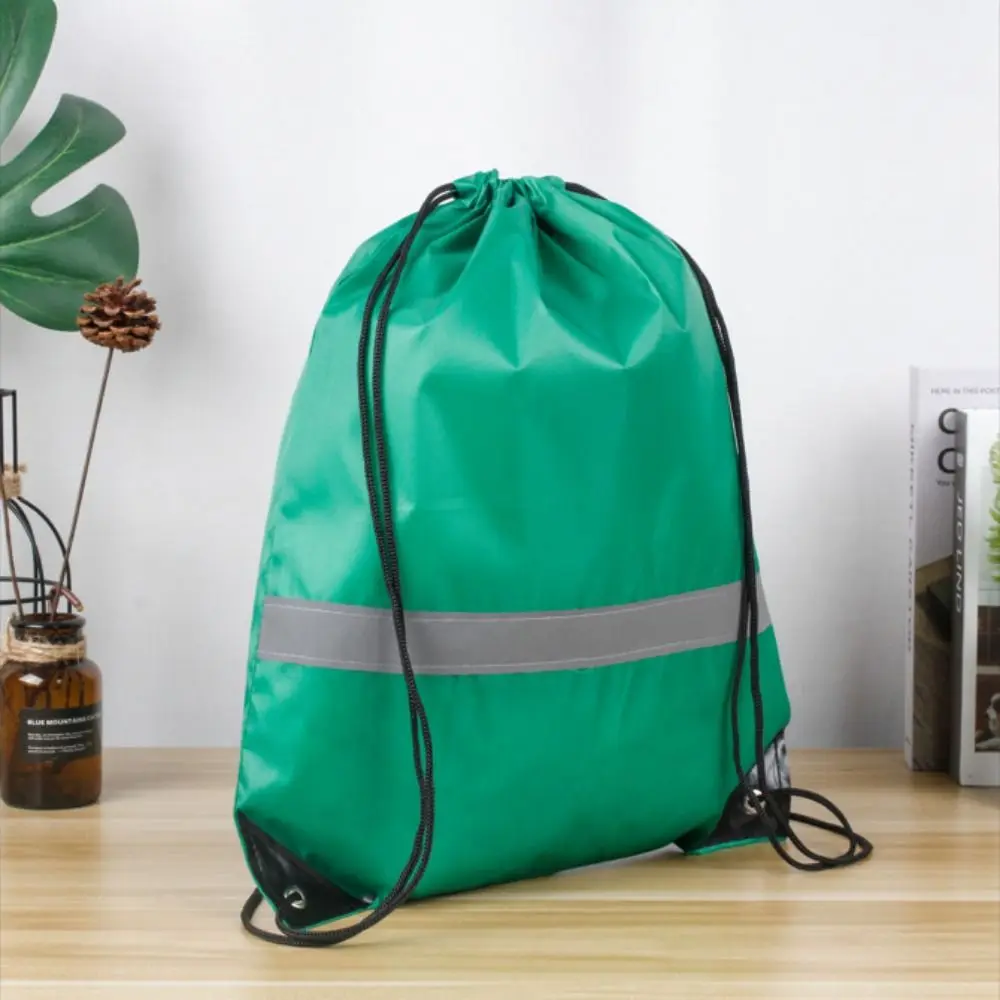 Large Capacity Drawstring Backpacks Reflective Stripe Waterproof Fitness Shoulder Bags Lightweight Unisex Foldable Backpack