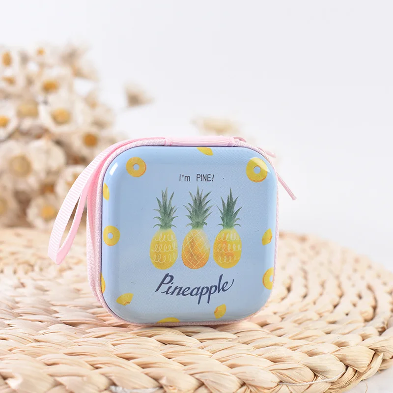 Cute Hand-painted Fruit Tinplate Coin Purse Creative Headphone Bag Advertising Promotion Gifts Gifts Can Be Customized Logo