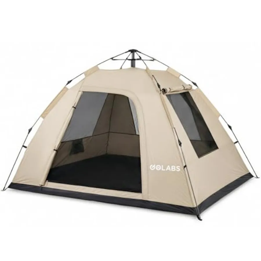 

Pop Up Camping Tent for/3/4, 1-Min Setup by Pre-Attached Pole, 4 Side Meshand Door for View/Airflow, CT2 Instant Canopy Tent wi