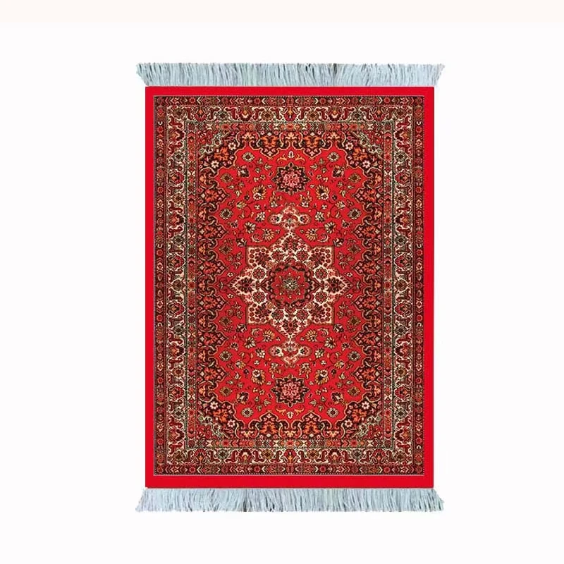 Persian Mini Woven Rug Mat Mouse Pad Vintage Style Rug Pattern Cup Laptop Mouse Pad with Edge Home Desk Decorative Coaster