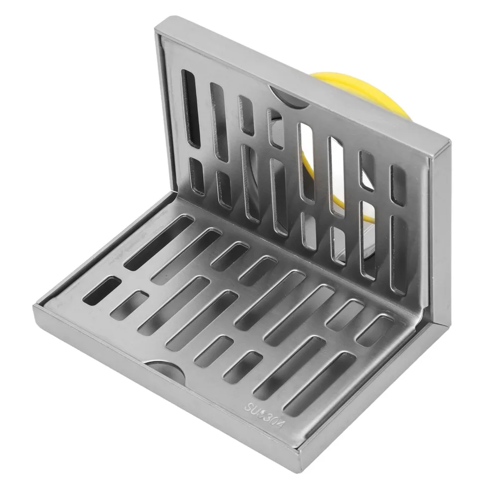 SUS304 Stainless Steel Floor Drain Fits 2.95 Inch Pipe Right Angle Side Floor Drain Silver L-Shaped Structure Wall Drain Patio