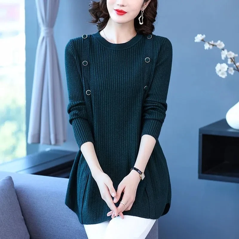 2023NEW Autumn Large Size Women Sweater Pullovers O-Neck Long Sleeve Casual Knitted Tops Loose Long Knitwear Female Sweaters 6XL