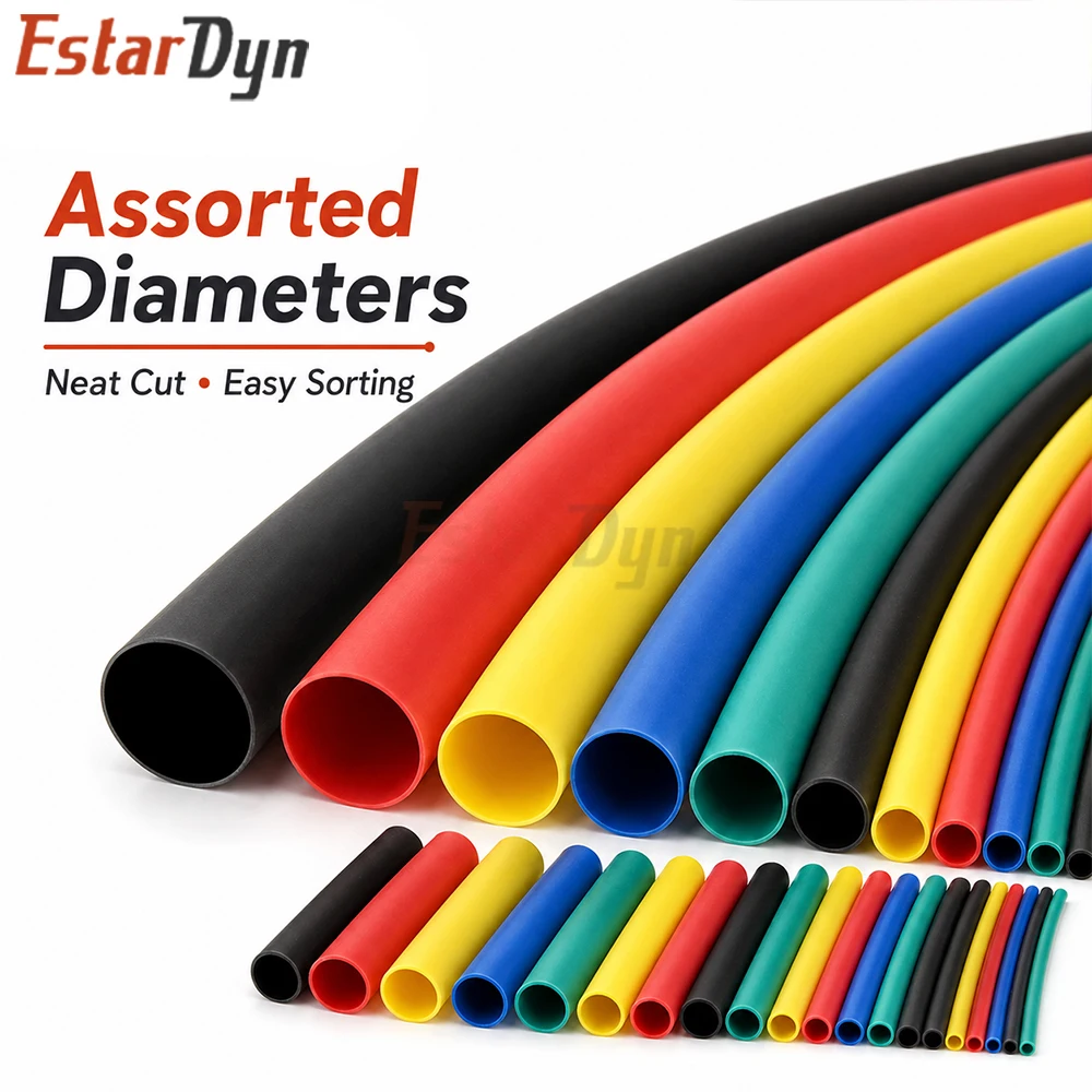 Estardyn Heat Shrink Tube 328Pcs Polyolefin 8 Sizes Mixed Color Insulation Sleeving for Wire Cable Electrical Car DIY