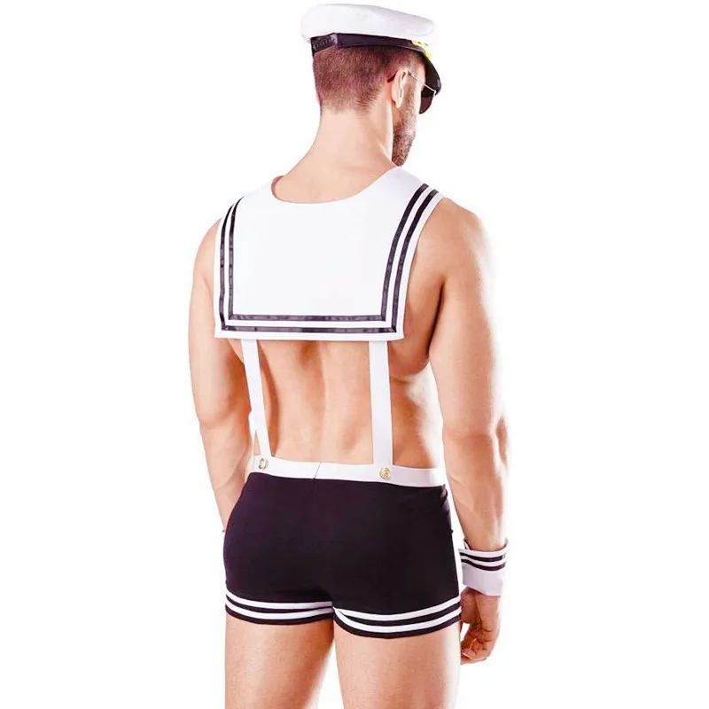 Sexy Cosplay Costume for Man Roleplay Navy Sailor Firefighter Uniform with Cap Stylish Night Club Stage Performance Lingerie Set