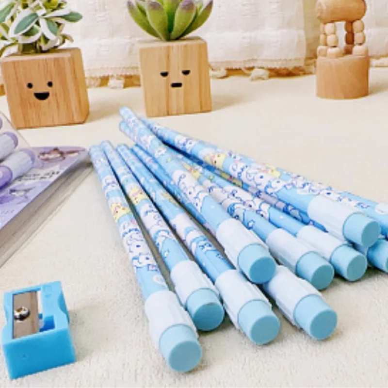 12pcs Sanrio Cinnamoroll Kuromi Cute Cartoon HB Pencils, 12 Pencils & 1 Pencil Roller Stationery Box Set, Writing & Drawing