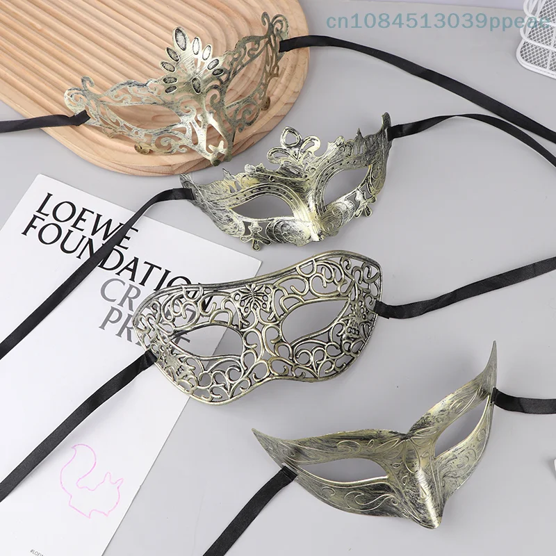 Masque d'halloween rétro demi-visage, 2 pièces, décorations de fête, accessoires en plastique pour femmes, masque de danse