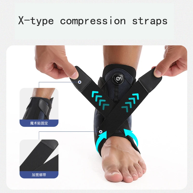 Sports Ankle Brace Compression Bandage Straps Support Adjustable Foot Orthosis Stabilizer Anti-Sprain Ankle Protector Foot Guard