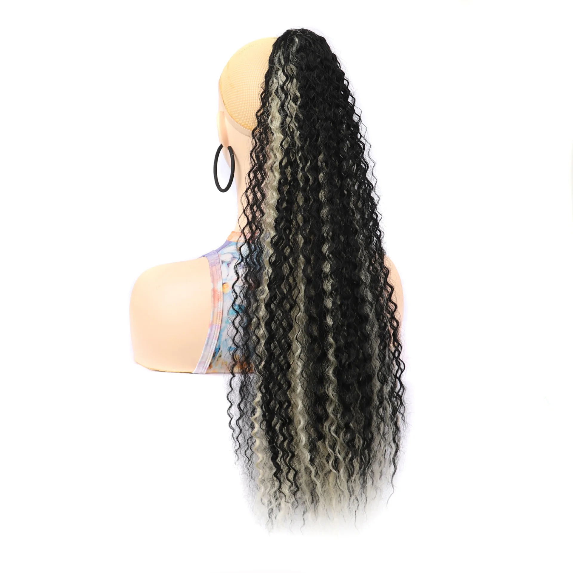 Long Fluffy Curly Glaw Cilp in Hair Ponytail for Women Synthetic Kinky Curly Ponytail Hair Extensions Afro Hairpieces Fake Tail