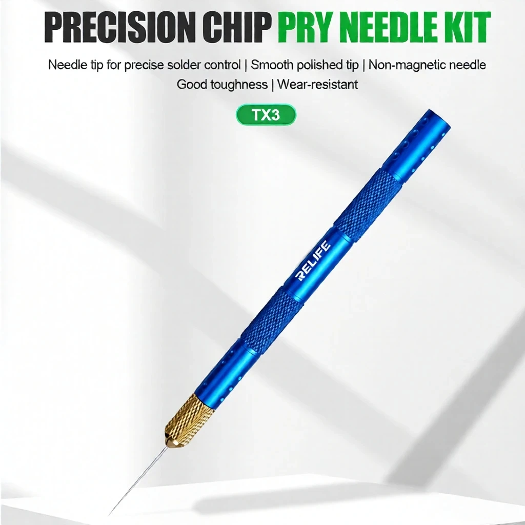 RELIFE TX3 Precision Chip Pry Needle Kit Non-Magnetic Tips for Mobile Phone PCB BGA SMD Motherboard Component Removal Repair