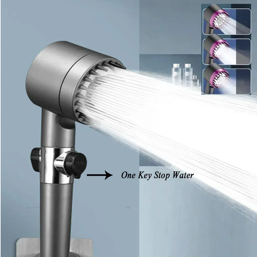 

New High Pressure Shower Head Pressurized Bathroom Shower 3mode Adjustable Spray With Massage Filter Water-saving shower head