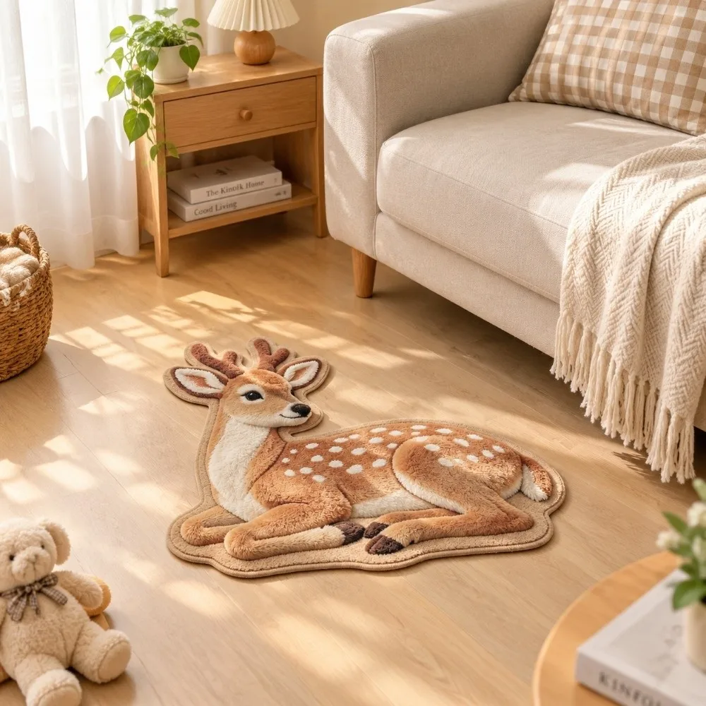 Soft Faux Cashmere Faux Animal Print Rug Moisture Absorbent Machine Washable Entryway Door Mat Non Slip Backing