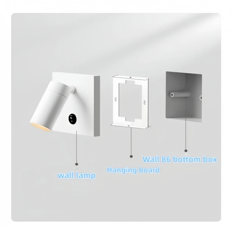 

86 line box wall lamp, embedded reading lamp, master bedroom, bedside, children's room, desk, replacement socket, spotlight