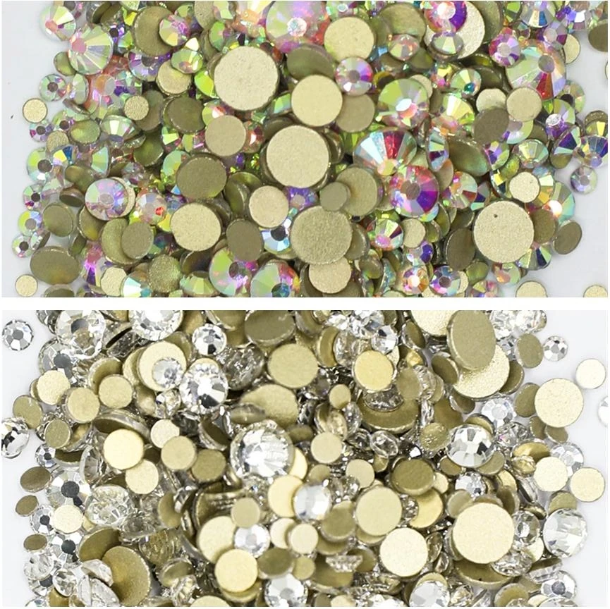 Super Glitter cristallo AB Non Hot Fix Strass SS3-SS50 FlatBack Strass cucito e tessuto indumento Nail Art decorazioni Strass