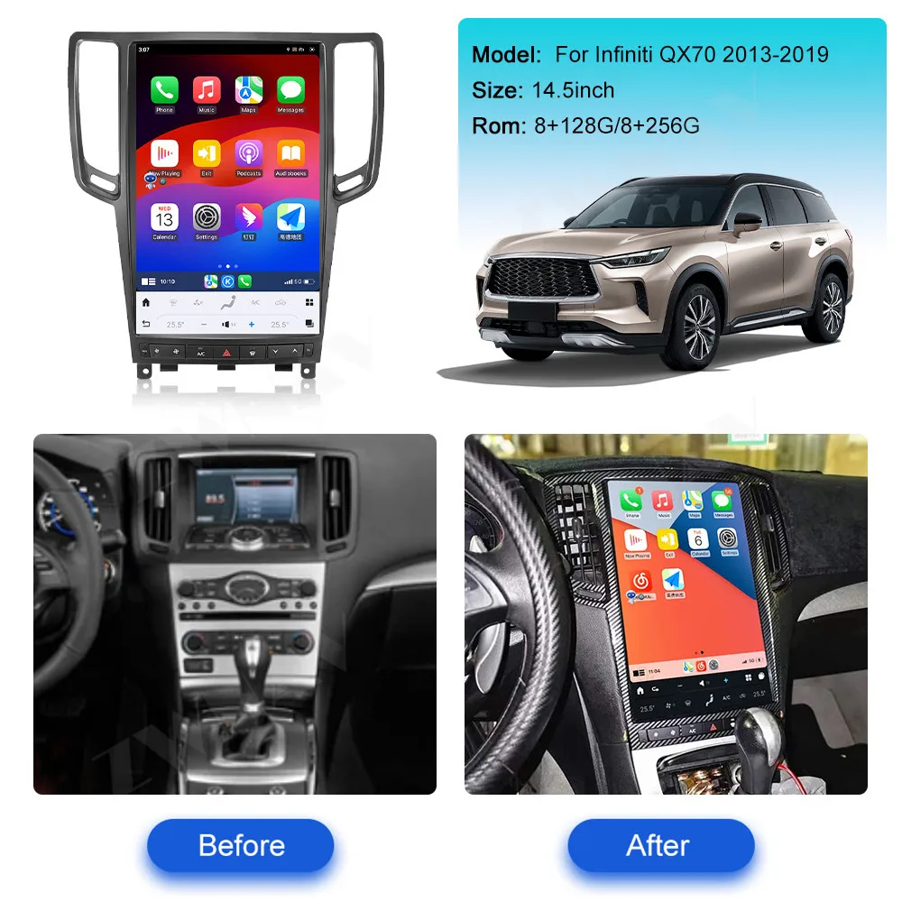 14.5 Inch Qualcomm Android11 Car Radio For Infiniti  G37 2007-2013 Multimedia Navigation GPS Player Auto Audio Stereo BT Carplay