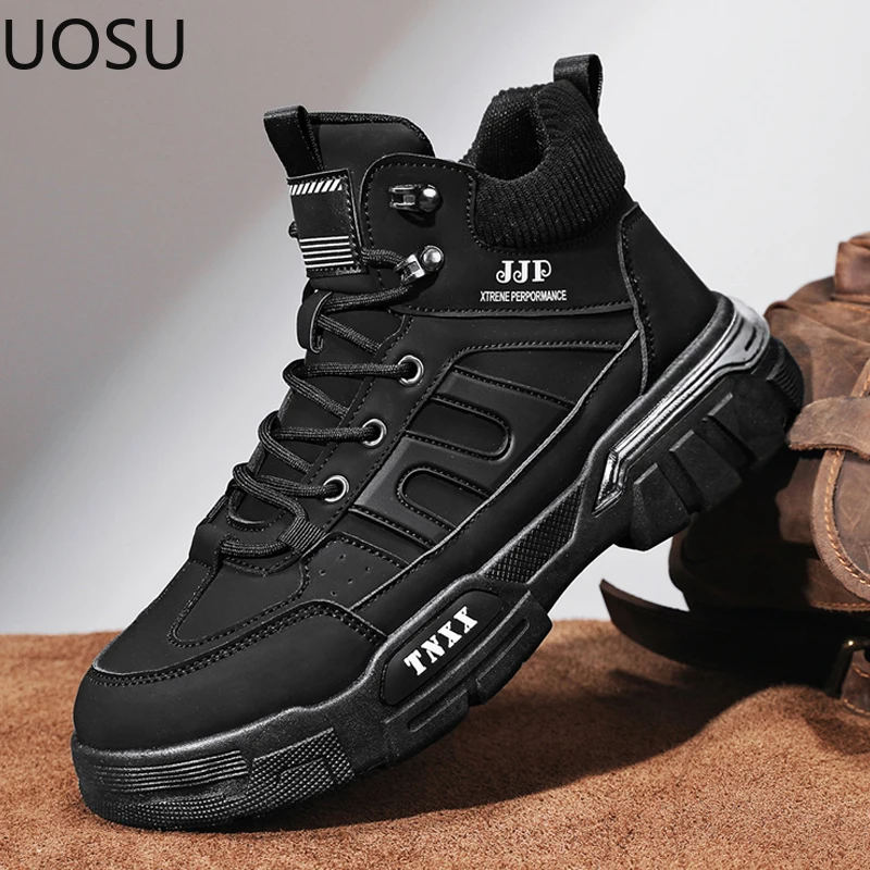 New Winter Boot Motorcyclist Boots Trendy Lace-up All-match Popular Model Thick Bottom UOSU British Style High Tops New Style