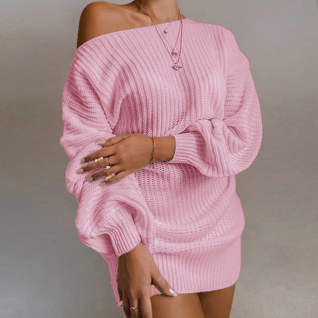 

Oversized Sweater Women Fashion Autumn Women's 2023 New Top Solid Long Sleeve Loose Knitted Sweater Women