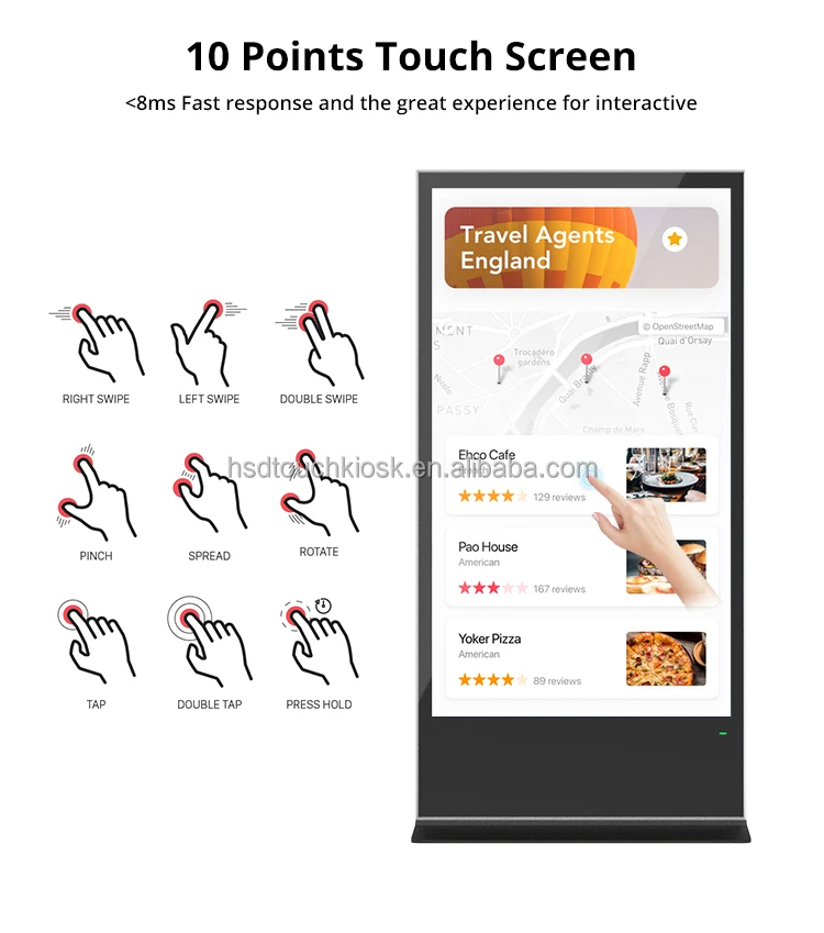 85 Inch Indoor Touch Interactive Screens Ad Kiosk Vertical Lcd Display Advertising Advertising Machine Monitor