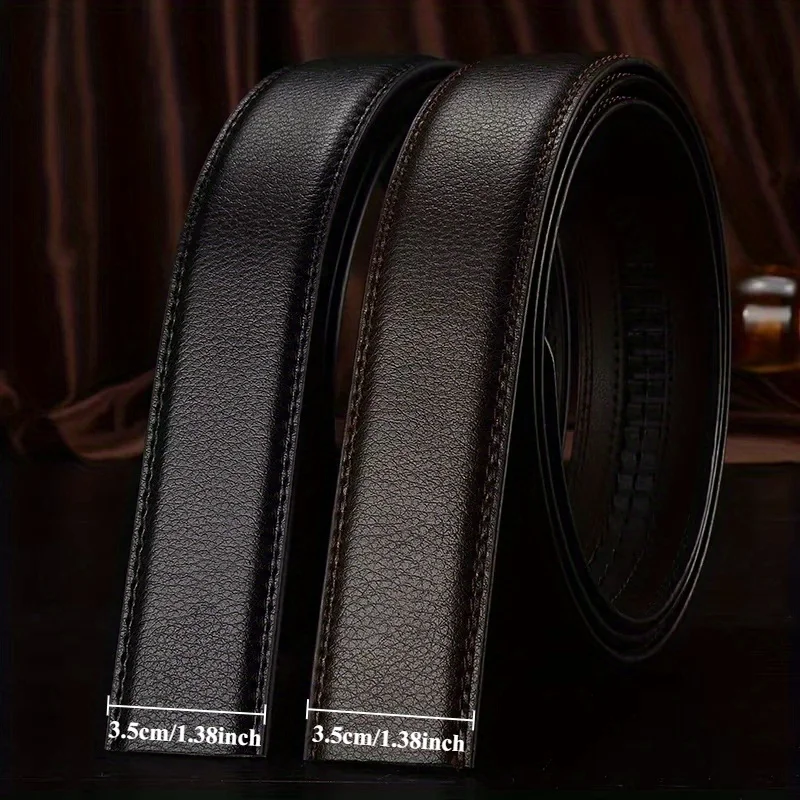 Men and Women No - Buckle PU Business Belt - Width 3.0cm - 3.5cm, Suitable for Jeans
