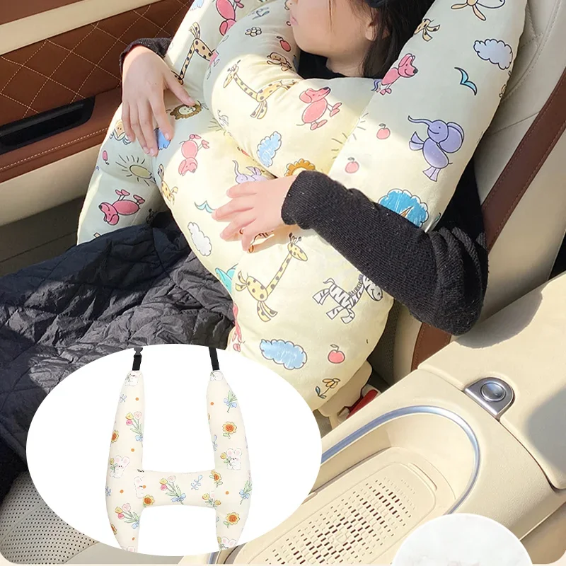 Cute Kids & Adults Car Sleep Neck Head Support Car Seat Safety Neck Pillow H Shape Travel Pillow Kids Women Tools