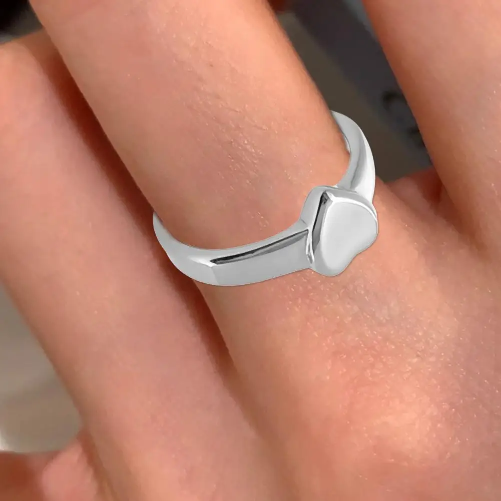 Everyday Ring Retro Polished Titanium Steel Heart Knuckle Ring Simple Style Anti-rust Thumb Band Lightweight Multi-size Finger