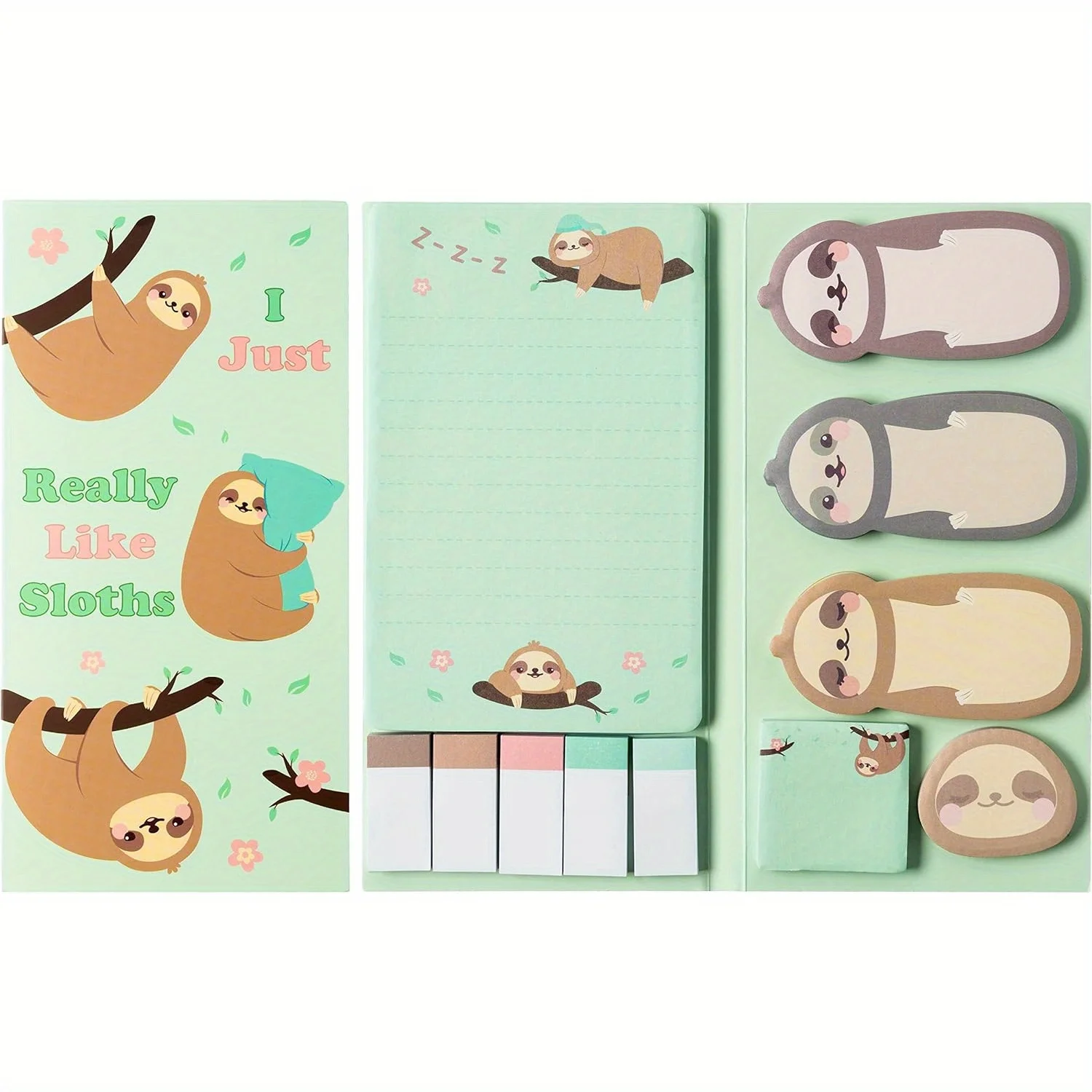 1 Set Sloth Sticky Notes, 440 Blatt, selbstklebende Notizbücher, Schreibnotizen, Lesezeichen, Markierungen für To-Do-Listen, Zuhause, Schule, Büro