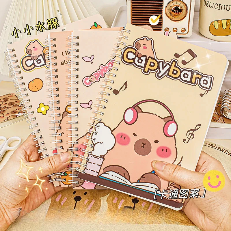 Cute Cartoon Capybara A5 Coil Notebook Flip Horizontal Coil Book Note Book 80Sheets Student Diary Office School Stationery