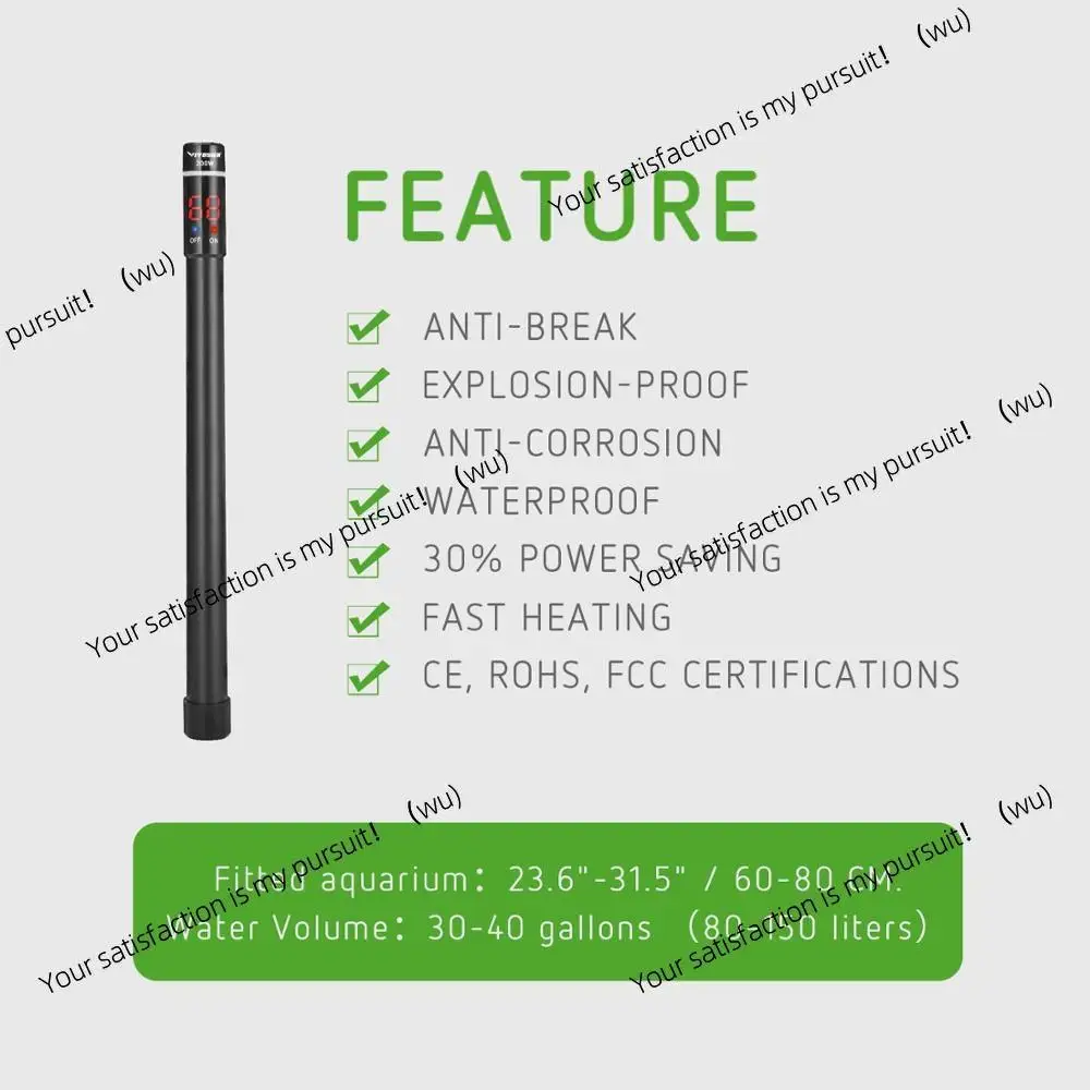 Aquarium Dive Titanium Fish Tank Heater with Smart Light Emitting Diode Temperature Display and External Temperature