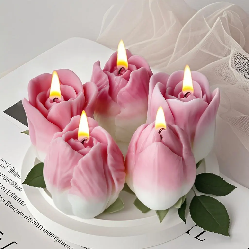 DIY Flowers Tulip Silicone Mold Handmade Scented Candle Plaster Resin Molds Homemade Cookies Chocolate Candy Baking Tool