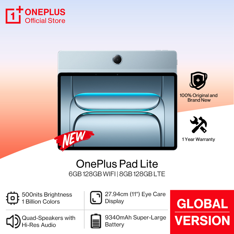  New OnePlus Pad Lite Global Version Tablet 11" Eye Care 90Hz Display Quad Speakers 9340mAh Battery Bluetooth 5.4 OxygenOS 15 
